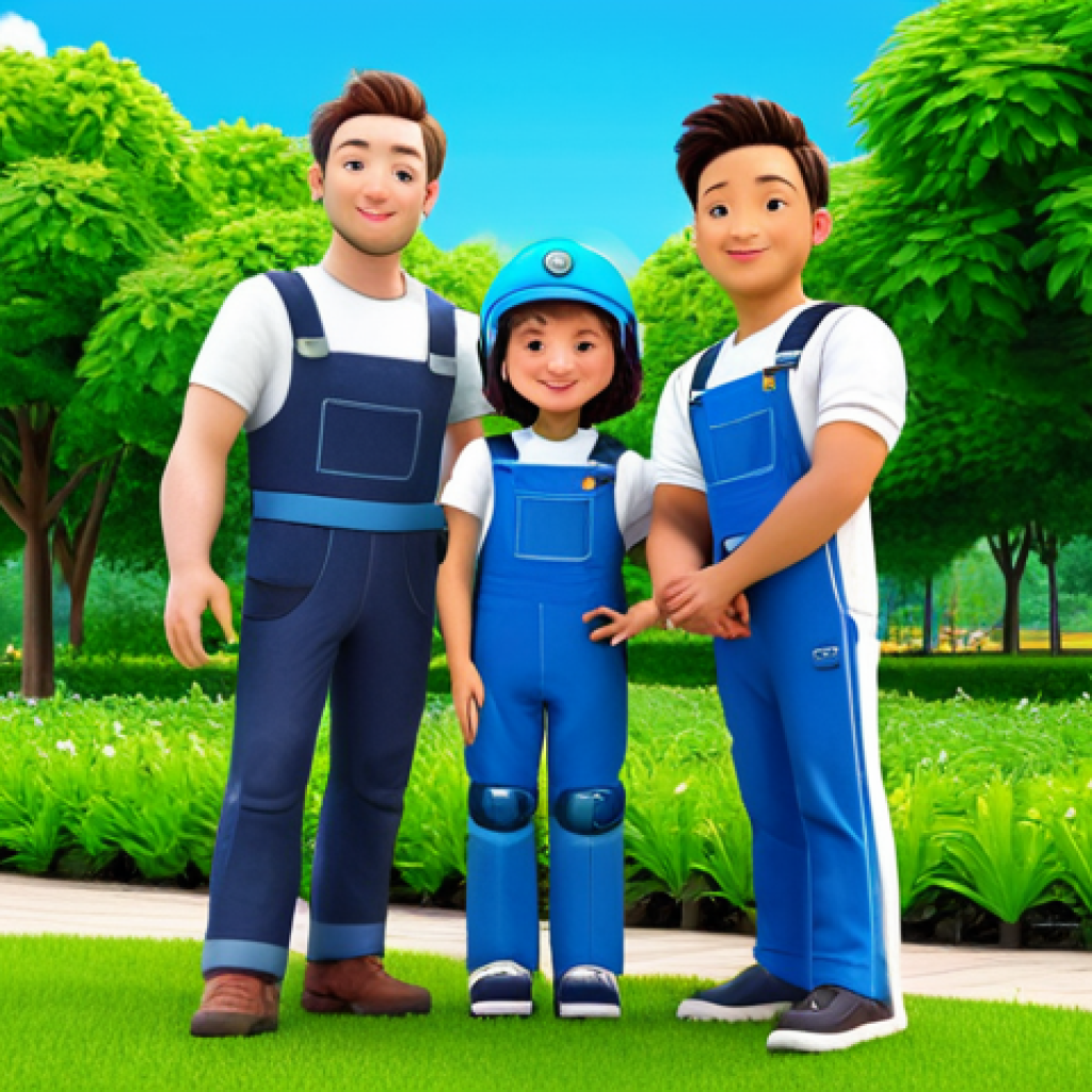 **

"Robocar Poli and his team (Amber and Roy) standing in front of a lush green park. The team members are looking at a seedling that is being planted. Sunny day, clear skies, emphasis on nature and environmental awareness. Safe for work, appropriate content, fully clothed, professional, modest, family-friendly, perfect anatomy, correct proportions, natural pose, well-formed hands, proper finger count, natural body proportions."

**