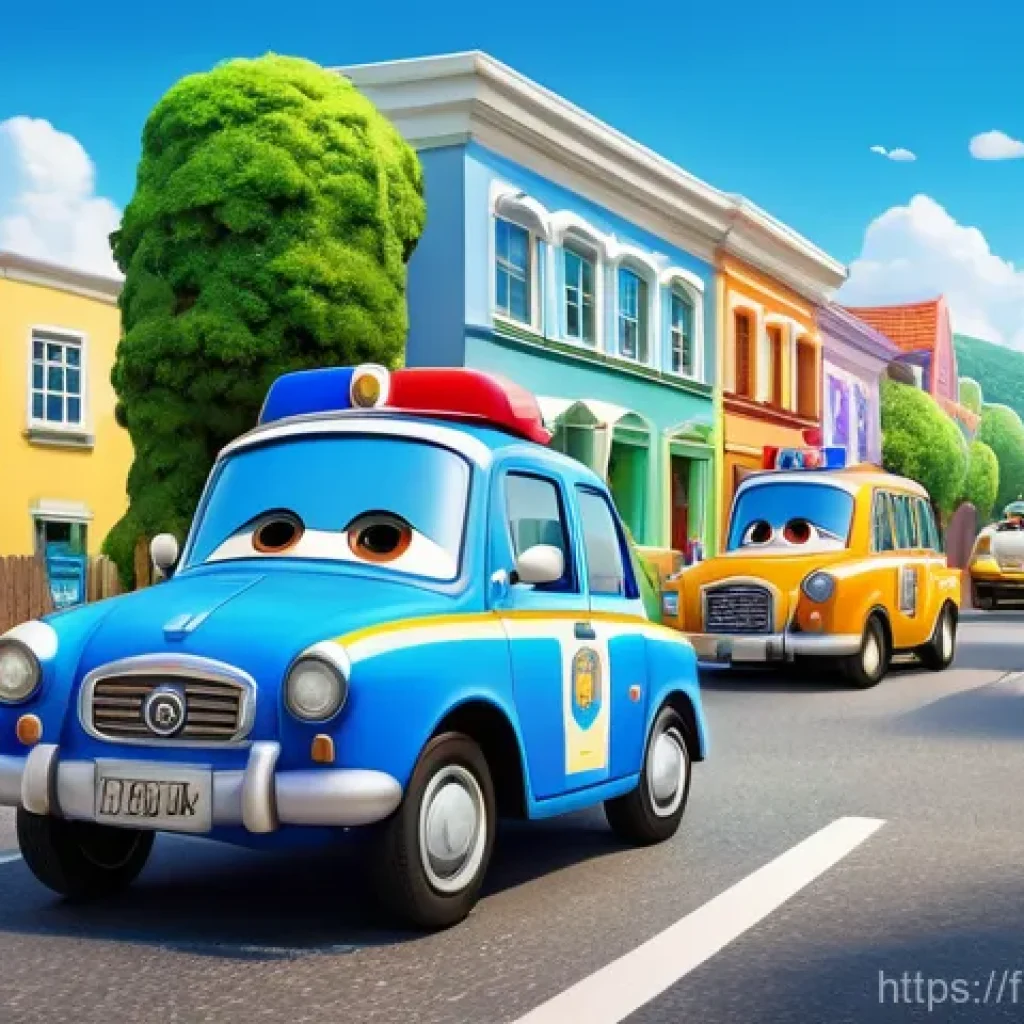 로보카폴리와 한국 문화 요소 - **Prompt 1: Brooms Town Rescue Mission**
    "A vibrant and clean animated illustration in the disti...