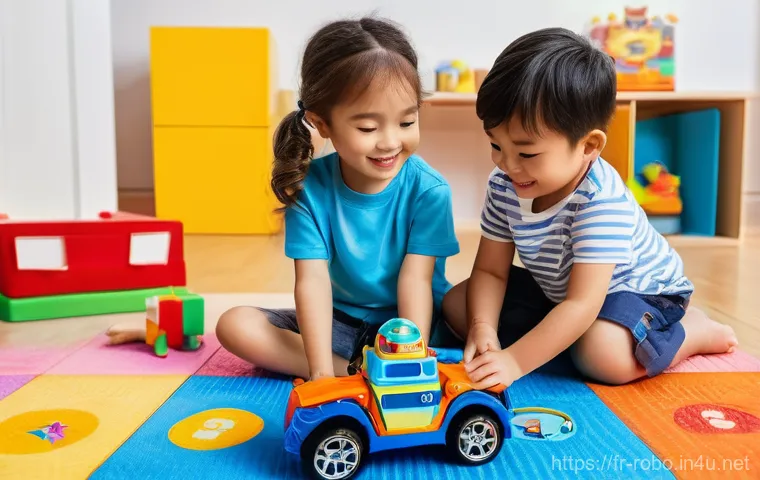 로보카폴리와 한국 문화 요소 - **Prompt 1: Brooms Town Rescue Mission**
    "A vibrant and clean animated illustration in the disti...