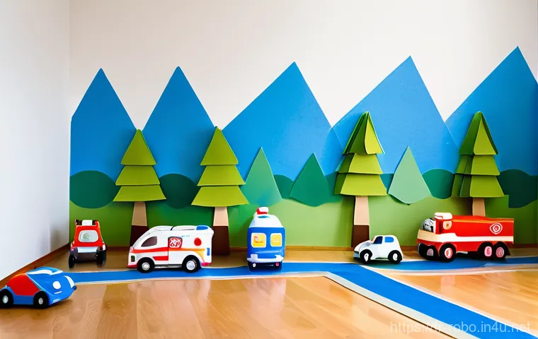 로보카폴리 차고지 설정 - Prompt 1: An Expansive Robocar Poli Adventure Landscape**