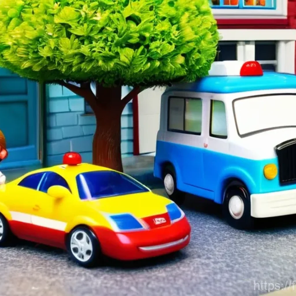 로보카폴리 팬들의 이야기 - **Prompt:** A vibrant, wide-angle shot of Robocar Poli and his rescue team diligently working in a c...