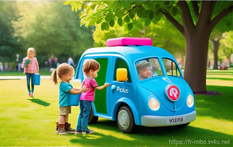 로보카폴리 자동차 구조대 - **"A diverse group of cheerful children, aged 5-7, fully clothed in comfortable, colorful play cloth...