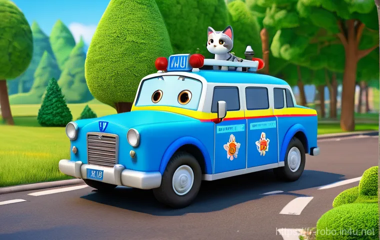 로보카폴리와 교육 철학 - **Prompt 1: Road Safety Lesson with Poli**
    A bright, clean 3D animated scene depicting Poli, the...