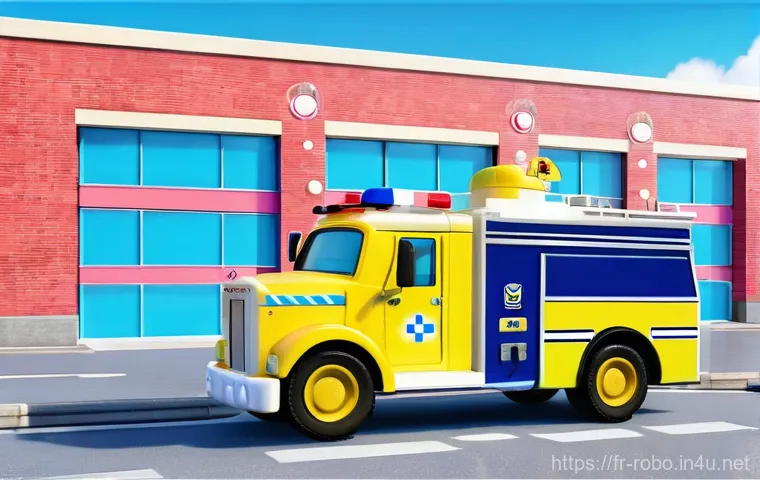 로보카폴리의 재미있는 설정 - **Prompt 1: Dynamic Rescue in Broomstown**
    A vibrant, animated scene depicting the Robocar Poli ...