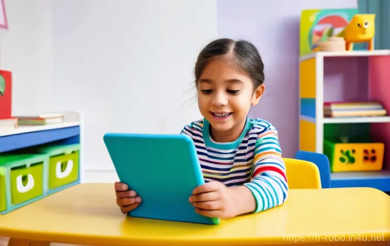 로보카폴리 영어 교육 - **Prompt:** A dynamic composite image showcasing a young child, approximately 5-6 years old, engagin...