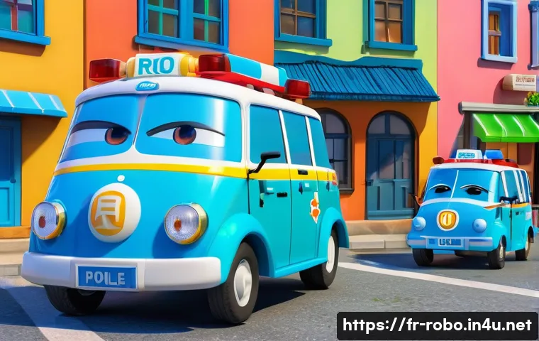 로보카폴리 팬아트 공모전 - **Prompt 1: Robocar Poli Team in Brooms Town Rescue**
    A vibrant, animated scene depicting the Ro...