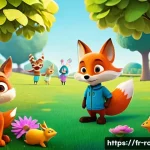 Home 22 로보카폴리와 한국 애니메이션 - A vibrant and colorful 2D animated scene featuring anthropomorphic animal characters designed for yo...