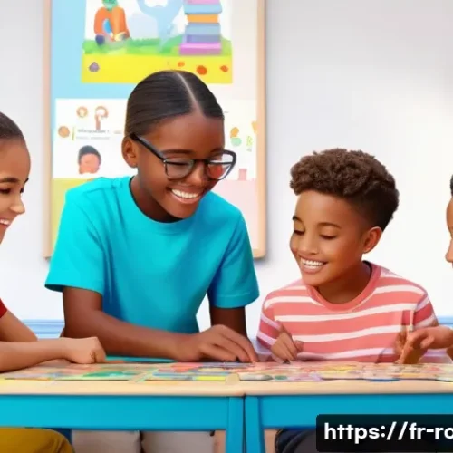 Home 33 로보카폴리와 브이로그 트렌드 - A vibrant and colorful scene of a diverse group of children aged around 6-10 years old, wearing casu...